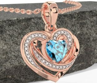 Diamond Topaz Rose Gold Celtic Heart Necklace