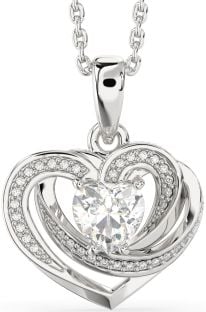 Diamond Silver Celtic Heart Necklace