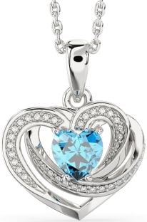 Diamond Topaz Silver Celtic Heart Necklace