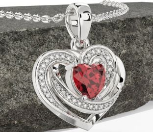 Diamant Rubin Weiß Gold keltisch Herz Halskette