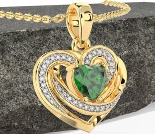 Diamond Emerald Gold Celtic Heart Necklace