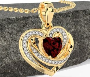 Diamond Garnet Gold Celtic Heart Necklace