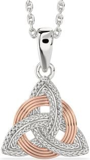 Rose Gold Silver Celtic Trinity Knot Necklace