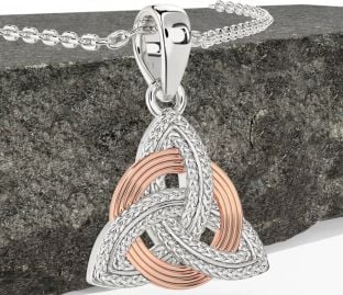 Rose Gold Silver Celtic Trinity Knot Necklace