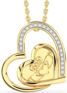 Diamond Gold Silver Claddagh Heart Necklace