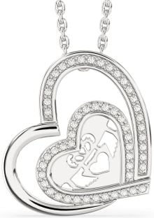 Diamante Prata Claddagh Coração Colar