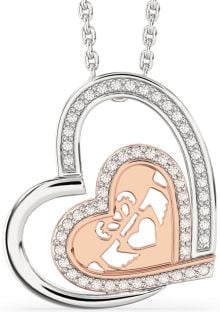 Diamond Rose Gold Silver Claddagh Heart Necklace