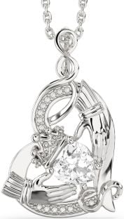 Diamante Prata Claddagh Infinidade Coração Colar