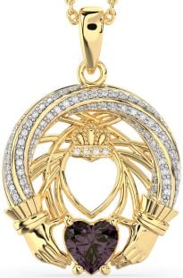 Diamant Alexandrit Guld Silver Claddagh Halsband