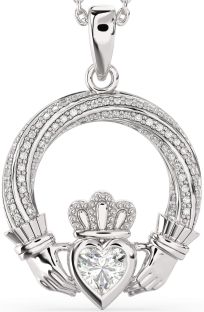 Diamant Sølv Claddagh Halskjede