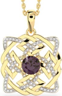 Diamond Alexandrite Gold Silver Celtic Necklace