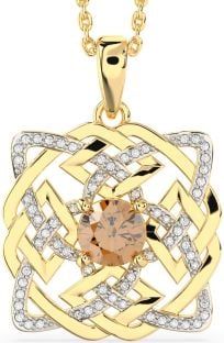 Diamond Citrine Gold Silver Celtic Necklace