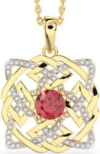 Diamond Ruby Gold Silver Celtic Necklace