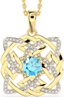 Diamond Topaz Gold Silver Celtic Necklace