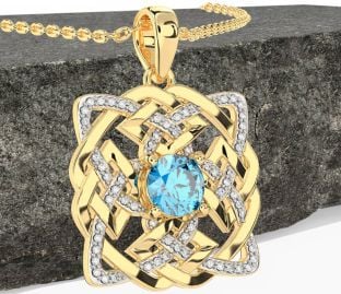 Diamond Topaz Gold Silver Celtic Necklace