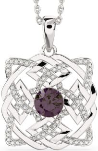 Diamond Alexandrite Silver Celtic Necklace