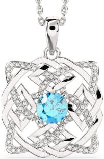 Diamond Topaz Silver Celtic Necklace