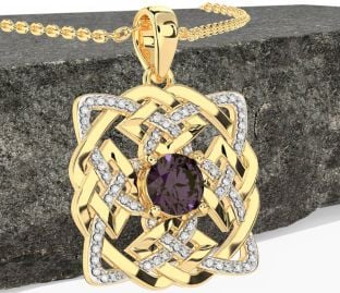 Diamond Alexandrite Gold Celtic Necklace