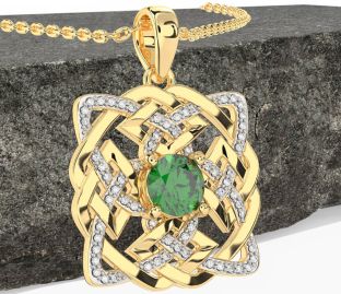 Diamond Emerald Gold Celtic Necklace