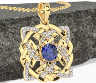 Diamond Sapphire Gold Celtic Necklace