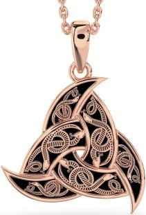 Rose Gold Silver Black Rhodium Celtic Trinity Knot Necklace