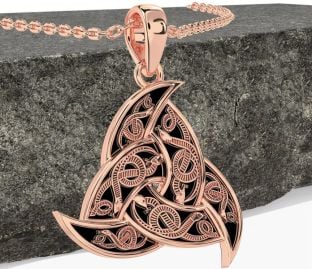 Rose Gold Silver Black Rhodium Celtic Trinity Knot Necklace