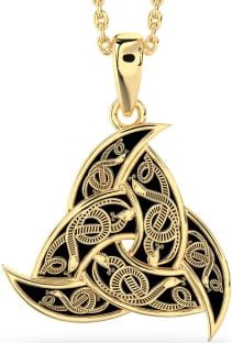 Gold Silver Black Rhodium Celtic Trinity Knot Necklace