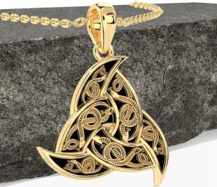 Gold Silver Black Rhodium Celtic Trinity Knot Necklace