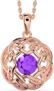 Amethyst Rose Gold Silver Celtic Necklace