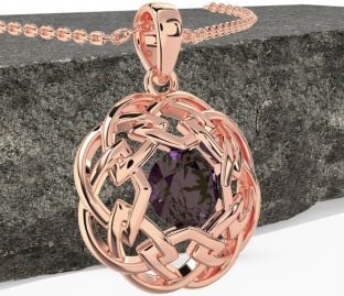 Alexandrite Rose Gold Silver Celtic Necklace