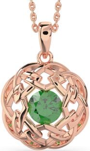 Emerald Rose Gold Silver Celtic Necklace