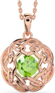 Peridot Rose Gold Silver Celtic Necklace