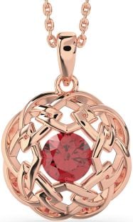 Ruby Rose Gold Silver Celtic Necklace