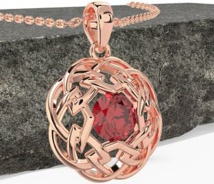Ruby Rose Gold Silver Celtic Necklace