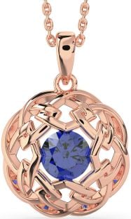 Sapphire Rose Gold Silver Celtic Necklace