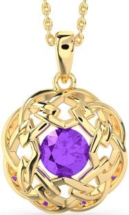 Amethyst Gold Silver Celtic Necklace