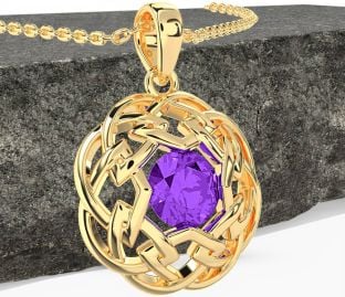Amethyst Gold Silver Celtic Necklace