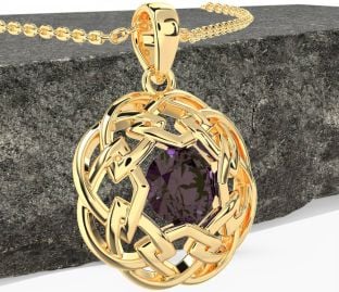 Alexandrite Gold Silver Celtic Necklace