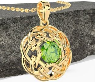 Peridot Gold Silver Celtic Necklace