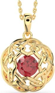 Ruby Gold Silver Celtic Necklace