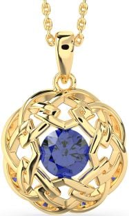 Sapphire Gold Silver Celtic Necklace