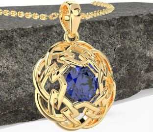 Sapphire Gold Silver Celtic Necklace