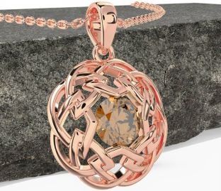 Citrine Rose Gold Celtic Necklace