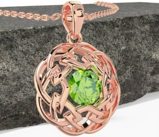 Peridot Rose Gold Celtic Necklace