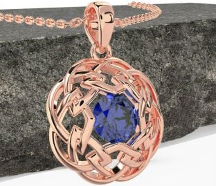 Sapphire Rose Gold Celtic Necklace