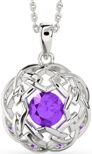 Amethyst Silver Celtic Necklace