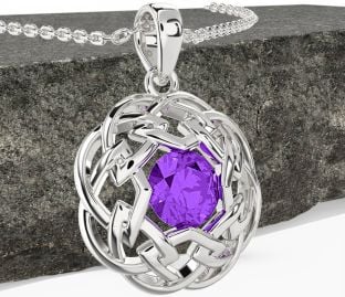 Amethyst Silver Celtic Necklace