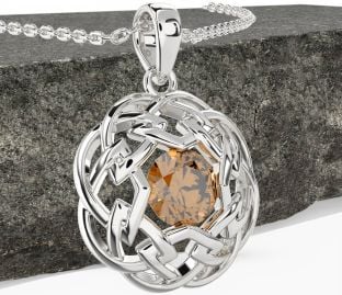 Citrine Silver Celtic Necklace