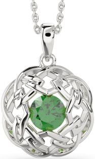 Emerald Silver Celtic Necklace