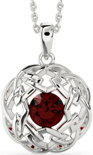 Garnet Silver Celtic Necklace